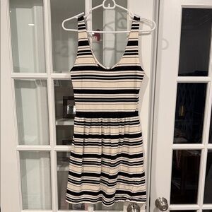 J. Crew Black and Cream Striped Mini Dress